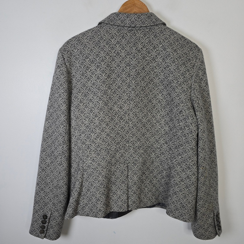 Talbots Womens Gray Wool Blend Herringbone Blazer Jacket Size 16 Three Button - Picture 2 of 6